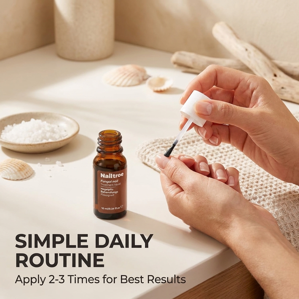 Nailtroe easy brush-on application — 3-step routine